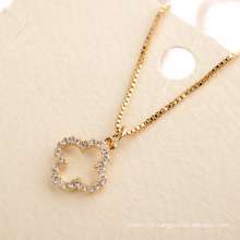 Personalized newest design delicate flexible clover cz pendant necklace